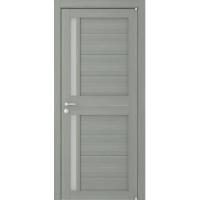 Межкомнатная дверь Uberture серия Eco-Light 2121 велюр графит со стеклом сатин