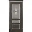 Межкомнатная дверь Porte Vista Классика Вена черная патина со стеклом витраж