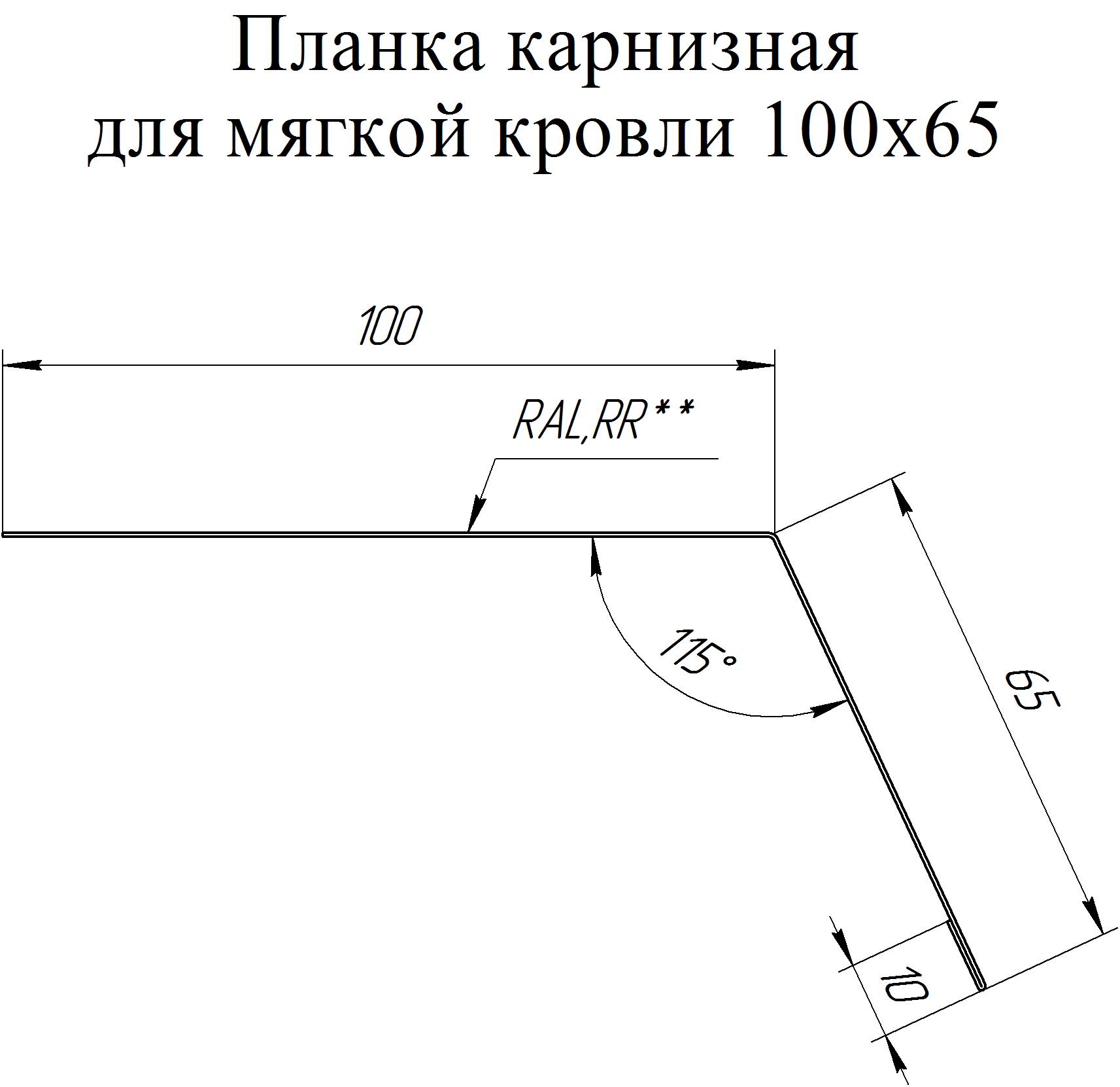 Планка карнизная 100х65 0.45 PE с пленкой RAL 7024 мокрый асфальт (2м)  продаём по специальной цене 424 руб. | Купить с подбором с помощью фильтра  по цене и цвету