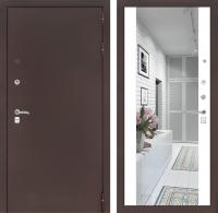 Входная дверь Лабиринт Classic антик медный с зеркалом Максимум - Белый софт
