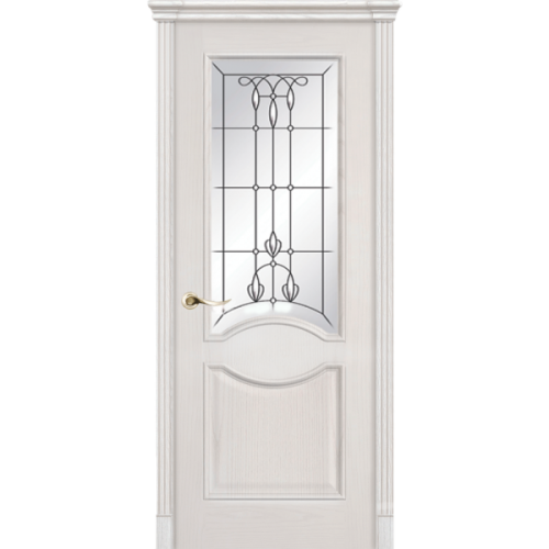 Межкомнатная дверь La Porte серия Classic модель 300.7 ясень бланко витраж с бевелсами Модена