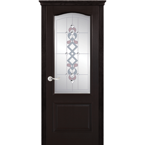 Межкомнатная дверь La Porte серия New Classic модель 200.4 ясень браун витраж с бевелсами Бриз