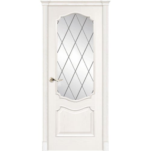 Межкомнатная дверь La Porte серия Classic модель 300.4 ясень бланко со стеклом Ромб