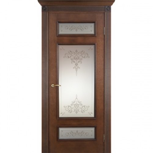 Межкомнатная дверь Porte Vista Классика Рим коньяк красный со стеклом