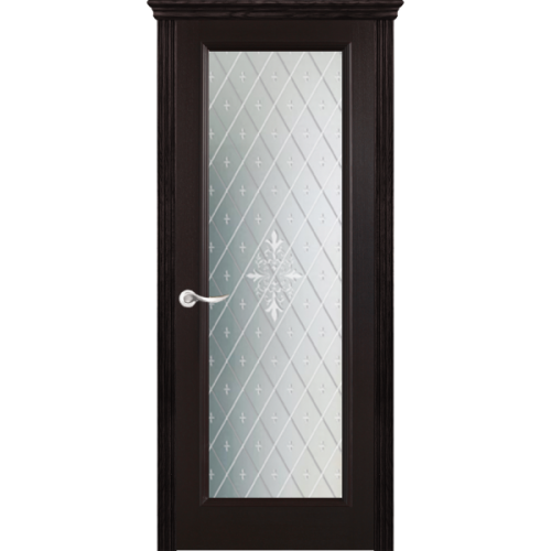Межкомнатная дверь La Porte серия New Classic модель 200.6 ясень браун со стеклом Лилия
