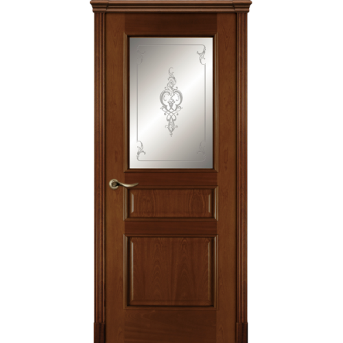 Межкомнатная дверь La Porte серия Classic модель 300.1 красное дерево с матовым стеклом Алет
