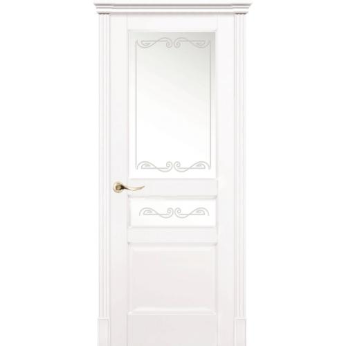 Межкомнатная дверь La Porte серия New Classic модель 200.2 эмаль белая с матовым стеклом Крит