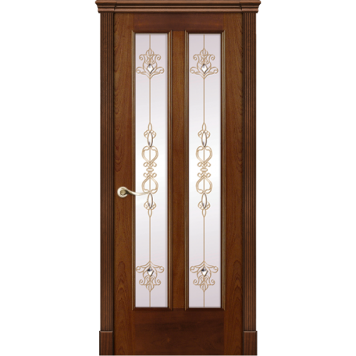 Межкомнатная дверь La Porte серия Classic модель 300.8 красное дерево витраж с бевелсами Ажур
