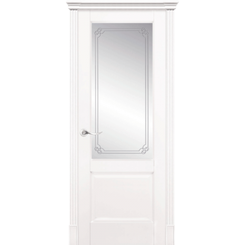 Межкомнатная дверь La Porte серия New Classic модель 200.1 эмаль белая стекло контур София
