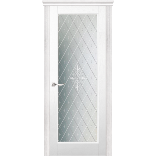 Межкомнатная дверь La Porte серия New Classic модель 200.6 ясень бланко со стеклом Лилия
