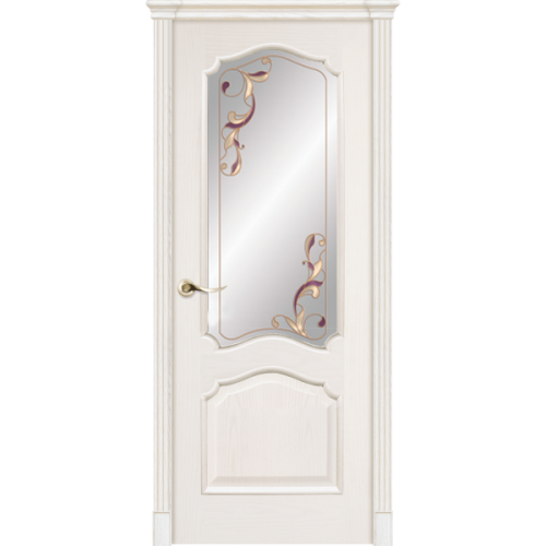Межкомнатная дверь La Porte серия Classic модель 300.5 ясень карамель с витражом Бордо