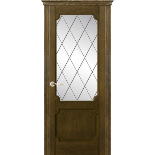 Межкомнатная дверь La Porte серия New Classic модель 200.3 дуб коньяк со стеклом Ромб