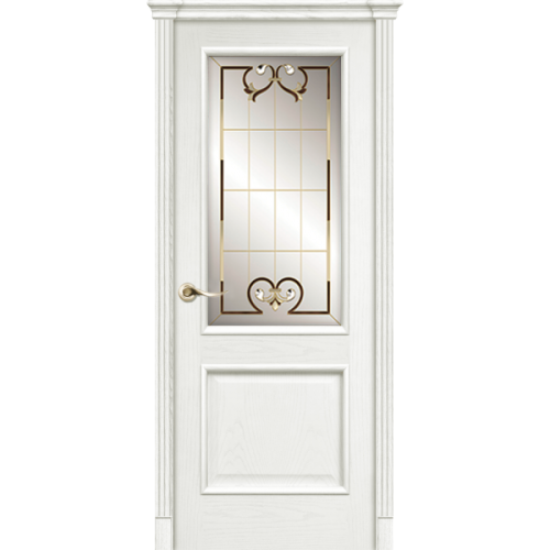 Межкомнатная дверь La Porte серия Classic модель 300.3 ясень бланко витраж с бевелсами Аллегро