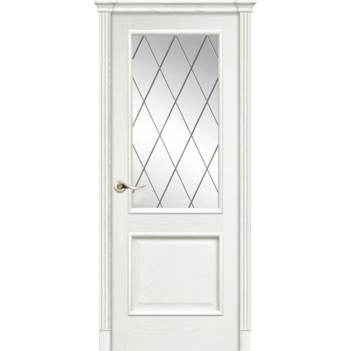 Межкомнатная дверь La Porte серия Classic модель 300.3 ясень бланко со стеклом Ромб