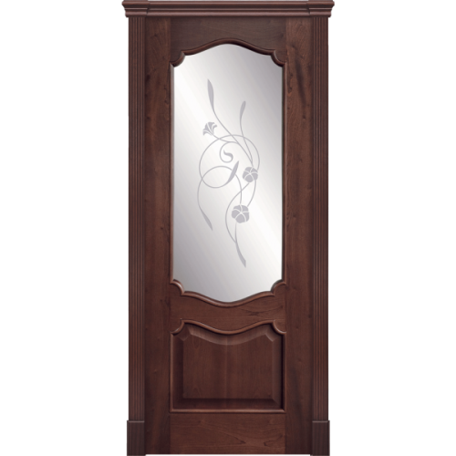 Межкомнатная дверь La Porte серия Classic модель 300.4 красное дерево со стеклом Вьюн