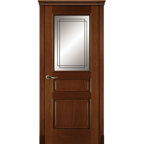 Межкомнатная дверь La Porte серия Classic модель 300.1 красное дерево со стеклом Тетро