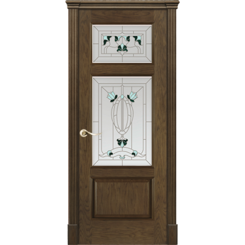Межкомнатная дверь La Porte серия Classic модель 300.6 дуб миндаль с витражом Корсо