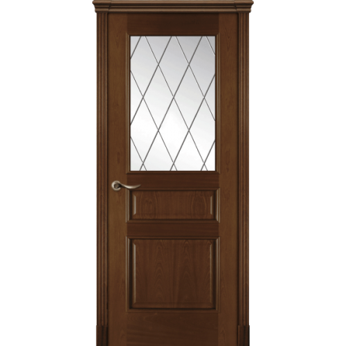 Межкомнатная дверь La Porte серия Classic модель 300.1 красное дерево со стеклом Ромб