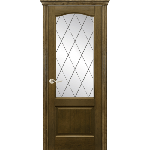 Межкомнатная дверь La Porte серия New Classic модель 200.4 дуб коньяк со стеклом Ромб