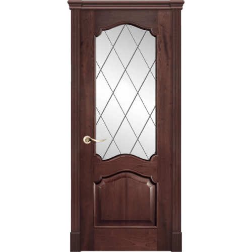 Межкомнатная дверь La Porte серия Classic модель 300.5 красное дерево со стеклом Ромб
