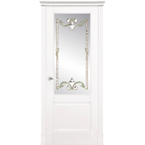 Межкомнатная дверь La Porte серия New Classic модель 200.1 эмаль белая витраж с бевелсами Румба