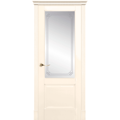 Межкомнатная дверь La Porte серия New Classic модель 200.1 эмаль слоновая кость стекло контур София
