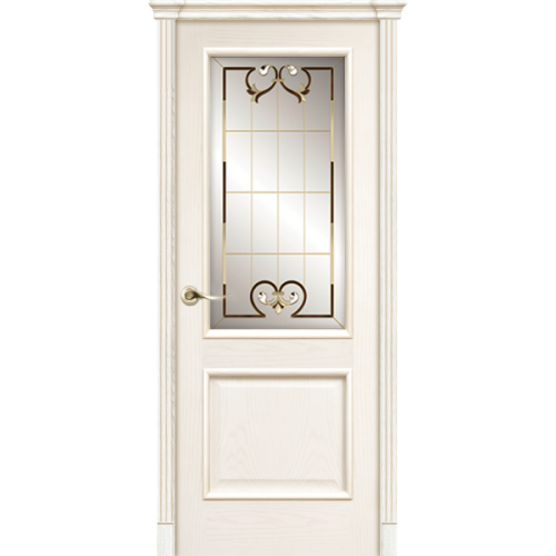 Межкомнатная дверь La Porte серия Classic модель 300.3 ясень карамель витраж с бевелсами Аллегро