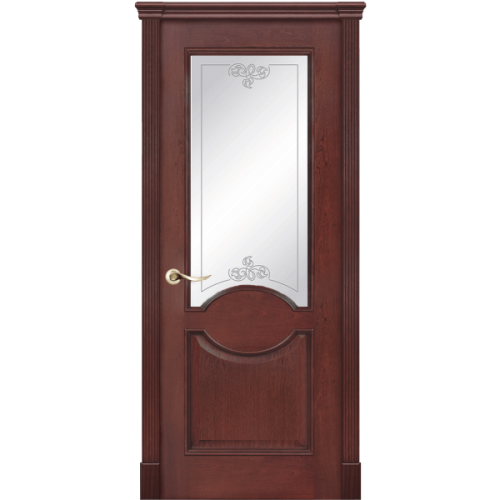 Межкомнатная дверь La Porte серия Classic модель 300.7 красное дерево со стеклом Санта
