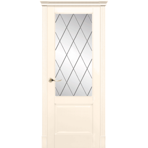 Межкомнатная дверь La Porte серия New Classic модель 200.1 эмаль слоновая кость со стеклом Ромб