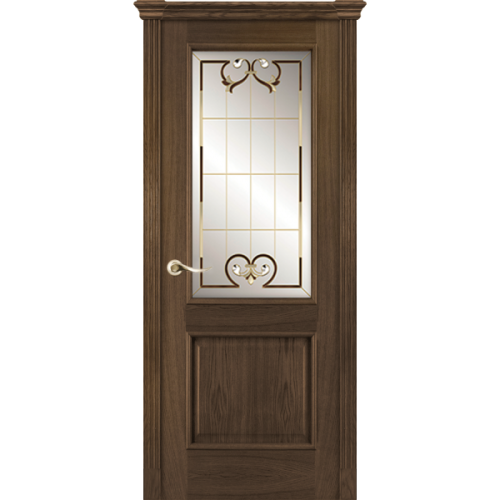 Межкомнатная дверь La Porte серия Classic модель 300.3 дуб миндаль витраж с бевелсами Аллегро