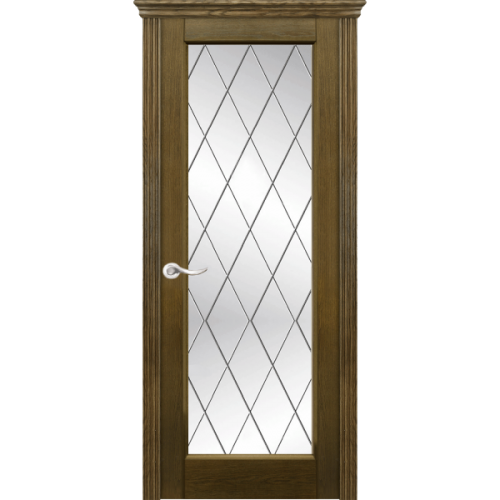 Межкомнатная дверь La Porte серия New Classic модель 200.6 дуб коньяк со стеклом Ромб