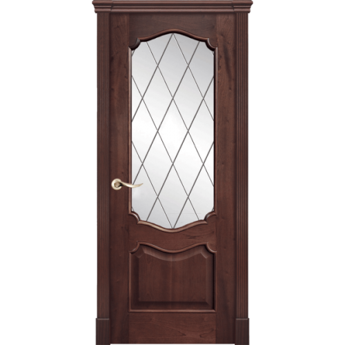 Межкомнатная дверь La Porte серия Classic модель 300.4 красное дерево со стеклом Ромб
