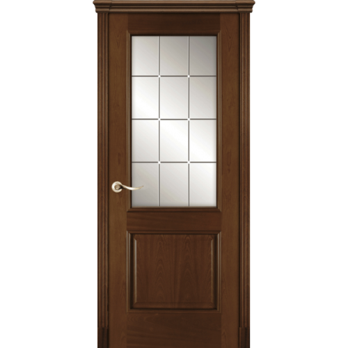 Межкомнатная дверь La Porte серия Classic модель 300.3 красное дерево со стеклом Грани