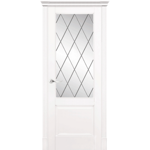 Межкомнатная дверь La Porte серия New Classic модель 200.1 эмаль белая со стеклом Ромб